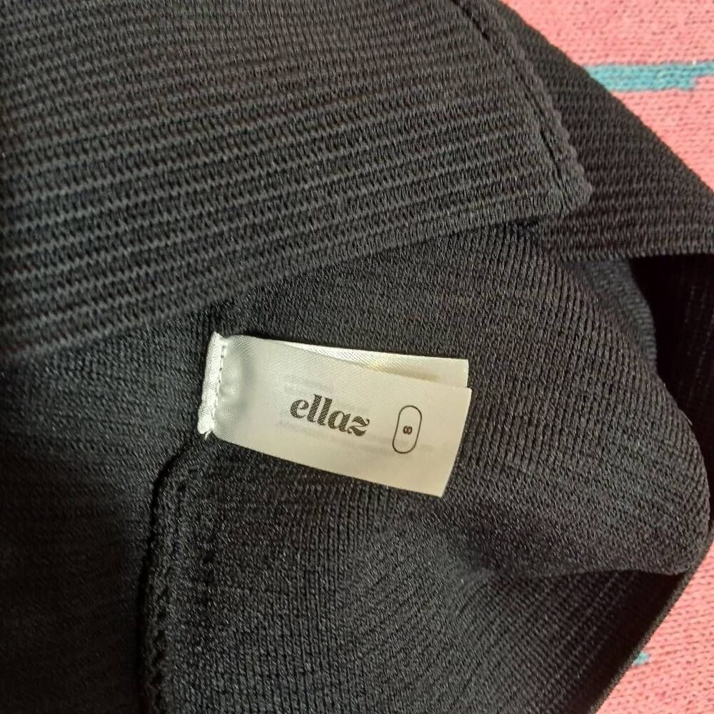 Ellaz womens small black ribbed top fitted stretch quiet luxury minimalist - Picture 4 of 8